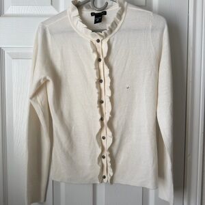 New York & Company Ivory Ruffle Cardigan - Size M NWT